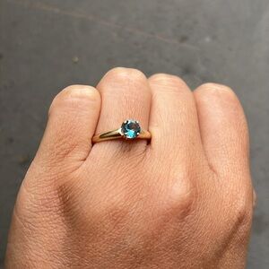 Angelic blue topaz 14k yellow gold ring